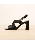 Sandales à talon en cuir Joséphine noires