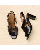 Sandales à talon en cuir Joséphine noires