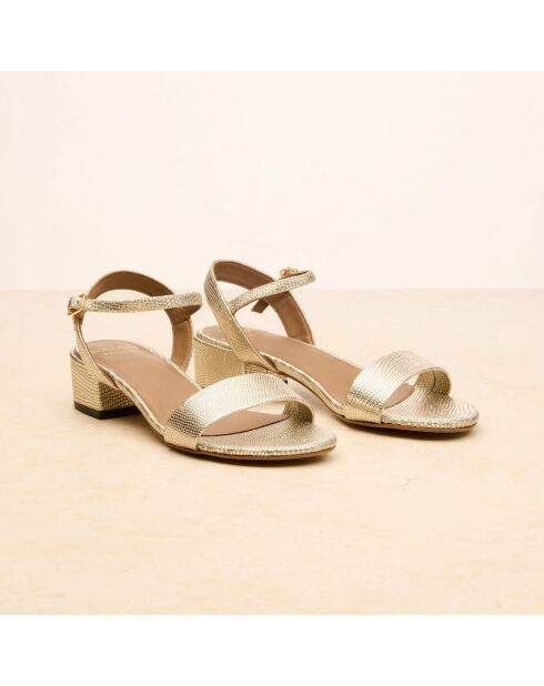 Sandales à talon en cuir Isabelle dorées