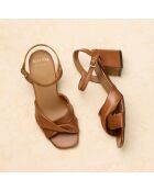 Sandales à talon en cuir Cathel cognac