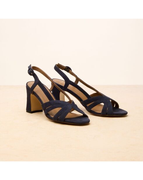 Sandales à talon en cuir suédé Madeleine bleus marine