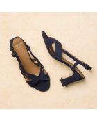 Sandales à talon en cuir suédé Madeleine bleus marine