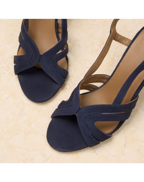 Sandales à talon en cuir suédé Madeleine bleus marine