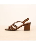Sandales à talon en cuir Aurore camel
