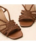 Sandales à talon en cuir Aurore camel