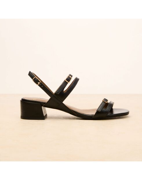 Sandales à talon en cuir Violaine noires