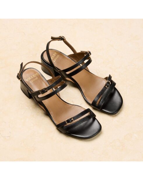 Sandales à talon en cuir Violaine noires