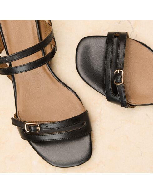 Sandales à talon en cuir Violaine noires