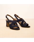 Sandales à talon en cuir suédé Joséphine bleus marine