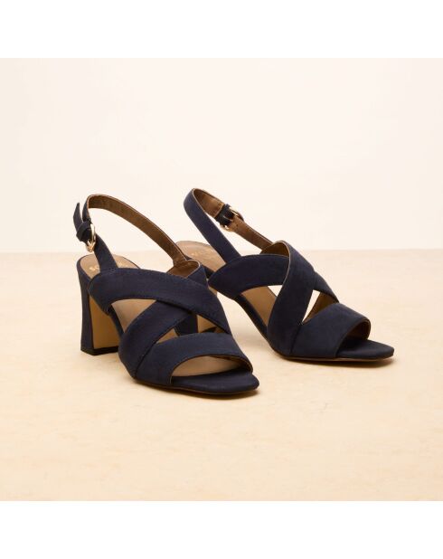 Sandales à talon en cuir suédé Joséphine bleus marine