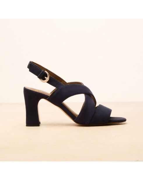 Sandales à talon en cuir suédé Joséphine bleus marine