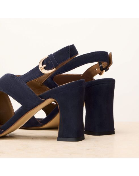 Sandales à talon en cuir suédé Joséphine bleus marine
