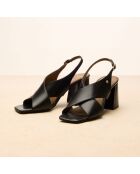 Sandales à talon en cuir Arielle noires