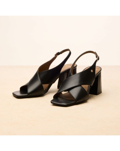 Sandales à talon en cuir Arielle noires