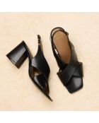 Sandales à talon en cuir Arielle noires