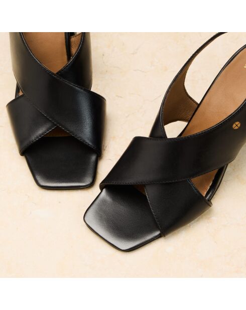 Sandales à talon en cuir Arielle noires