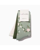Confezione da 3 calzini al ginocchio in cotone con fiori verdi multicolor