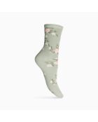 Confezione da 3 calzini al ginocchio in cotone con fiori verdi multicolor