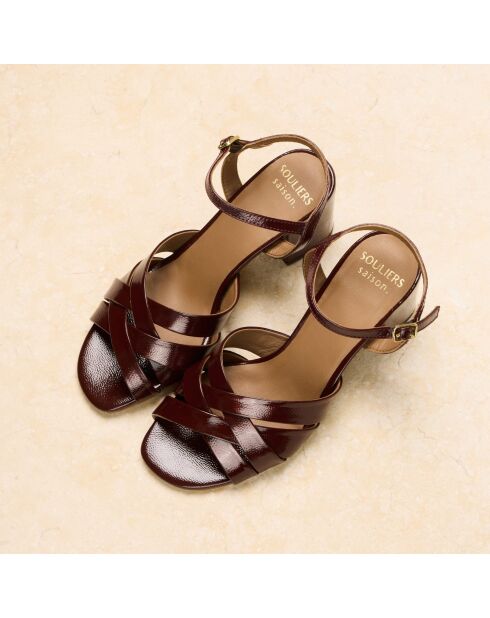Burgunderrote Bérénice Ledersandalen