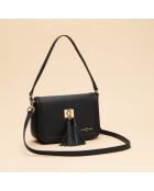 Berthe schwarze Schultertasche aus Leder - 20,5 x 6 x 13 cm
