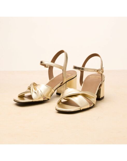 Sandales à talon en cuir Cathel dorées