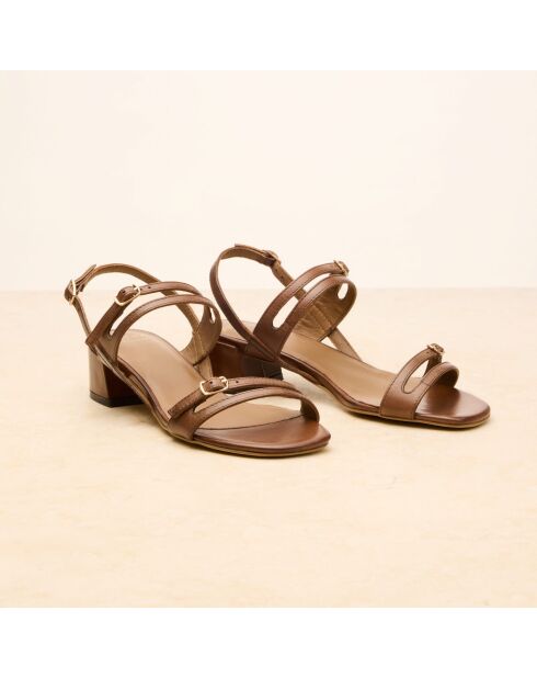 Sandales à talon en cuir Violaine marron foncé