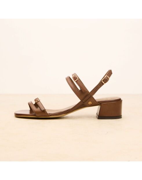 Sandales à talon en cuir Violaine marron foncé