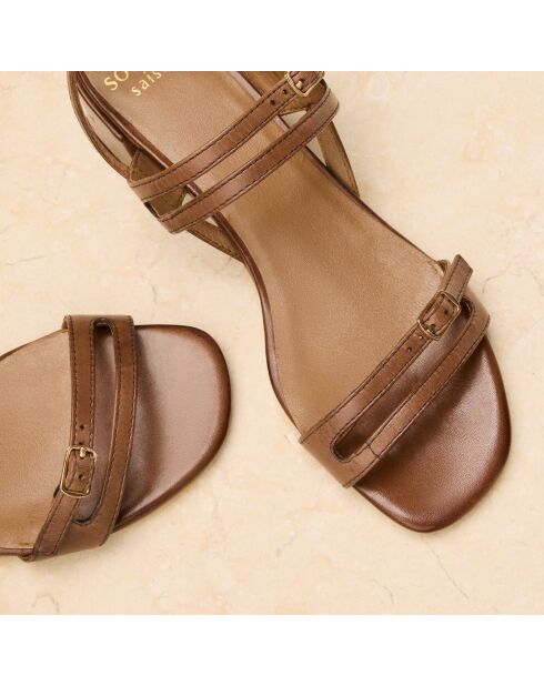 Sandales à talon en cuir Violaine marron foncé