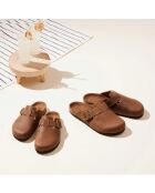 Braune Clog-Sandalen Carom aus Leder