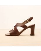 Sandales à talon en cuir Joséphine marron foncé
