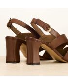 Sandales à talon en cuir Joséphine marron foncé