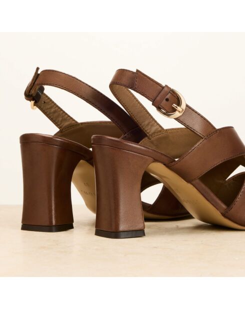 Sandales à talon en cuir Joséphine marron foncé