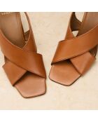 Sandales à talon en cuir Arielle cognac