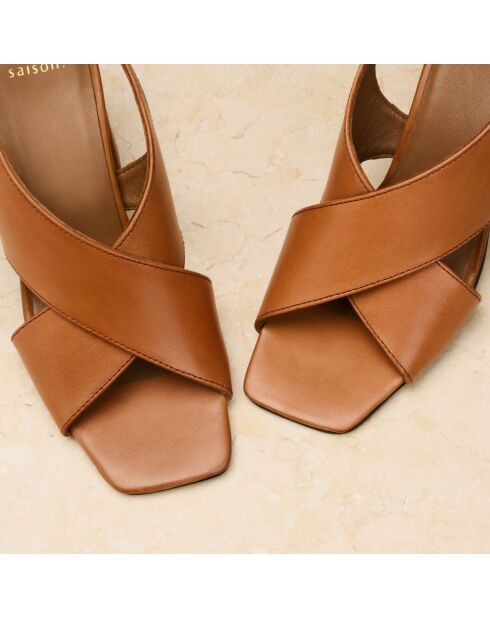 Sandales à talon en cuir Arielle cognac