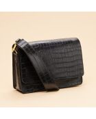 Bella schwarze Lederhandtasche - 23 x 8,5 x 15,5 cm