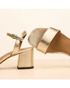 Sandales à talon en cuir Léopoldine dorées