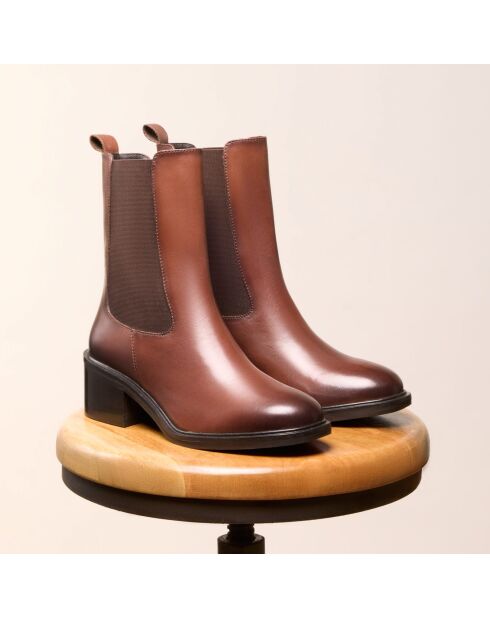 Bottines Chelsea en cuir Coline marron