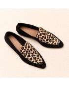 Mocassins en cuir suédé Giulia noirs & léopard