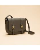 Schultertasche Flore aus olivgrünem Leder - 25 x 9 x 19 cm