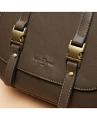 Schultertasche Flore aus olivgrünem Leder - 25 x 9 x 19 cm