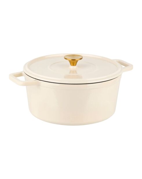 Cocotte en fonte d'acier émaillée Paillette crème pailleté - 5 L