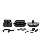 Familien-Aluminium-Kochgeschirrset schwarz - 15-teilig