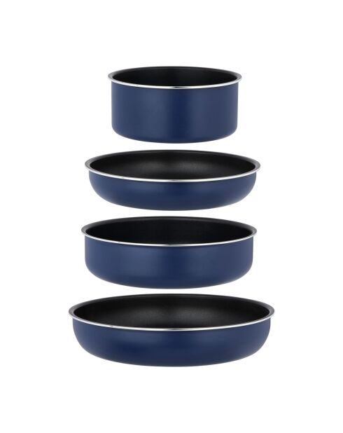 Batterie de cuisine en aluminium bleu métal mat - 6 pièces