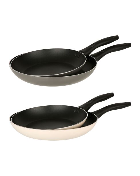 Lot de 2 Poêles en aluminium grises - 28.5 x 6 x 47 cm