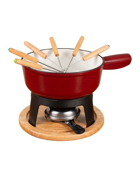 Set fondue en fonte d'acier Tradifonte rouge/noir - 26.8 x 26 x 12 cm