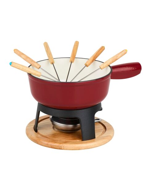 Set fondue en fonte d'acier Tradifonte rouge/noir - 26.8 x 26 x 12 cm