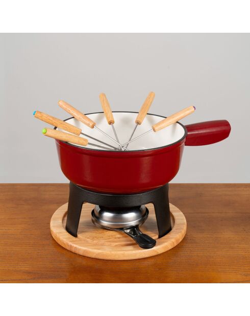 Tradifonte Fondue-Set aus Gusseisen, 26,8 x 26 x 12 cm, rot/schwarz