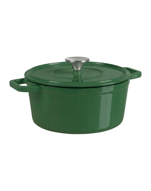 Cocotte en fonte d'acier émaillée verte - 5 L