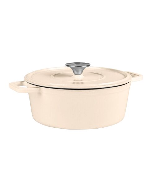 Cocotte en fonte d'acier émaillée beige - 6.5 L