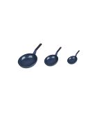Set mit 3 blauen Aluminiumpfannen - 29 x 48 x 15 cm